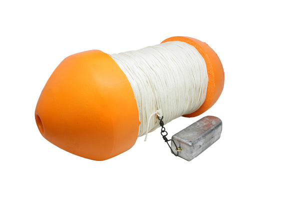 J&M Tackle Marker Buoy 6"x14" Orange Rigged-5lb lead/100' rope