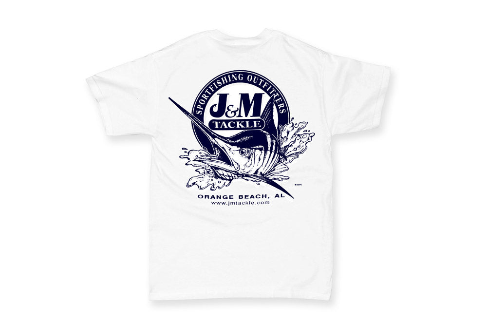 J&M Logo T-Shirt, Lightweight, White or Sand – J&M Tackle