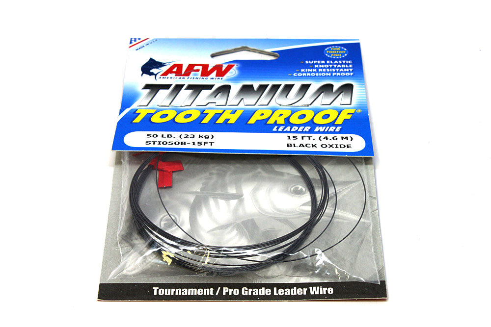 American Fishing Wire 50 lb. Titanium ToothProof Wire, Black, 15