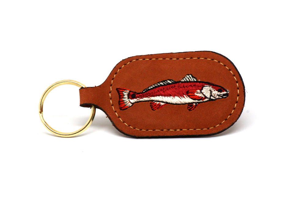 Zep Pro Key Chain Embroidered Redfish LTHR