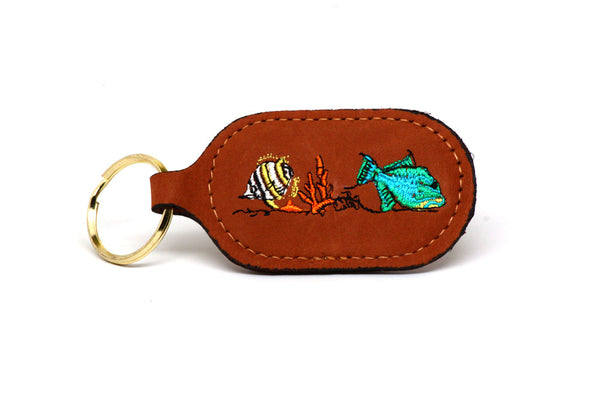 Zep Pro Key Chain Embroidered Tropical Fish LTHR